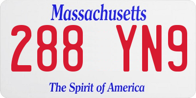 MA license plate 288YN9