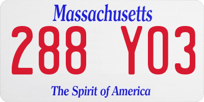 MA license plate 288YO3