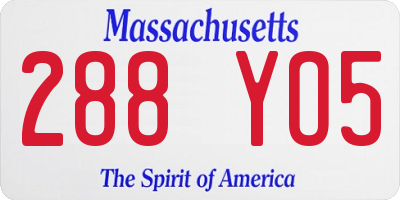 MA license plate 288YO5