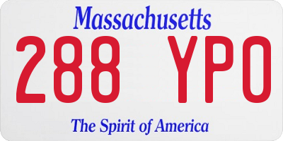 MA license plate 288YP0