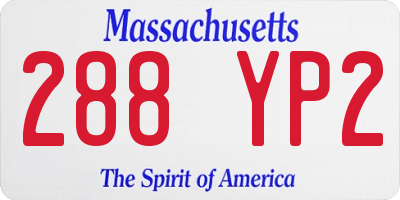 MA license plate 288YP2