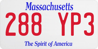 MA license plate 288YP3