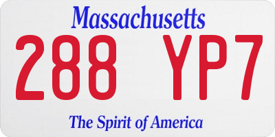 MA license plate 288YP7