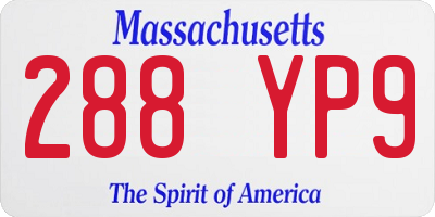 MA license plate 288YP9