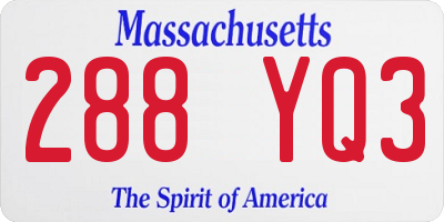 MA license plate 288YQ3