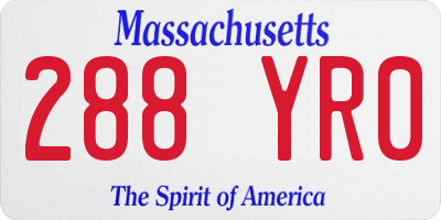 MA license plate 288YR0