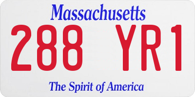 MA license plate 288YR1