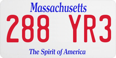 MA license plate 288YR3
