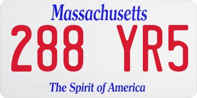 MA license plate 288YR5