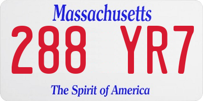 MA license plate 288YR7