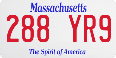 MA license plate 288YR9
