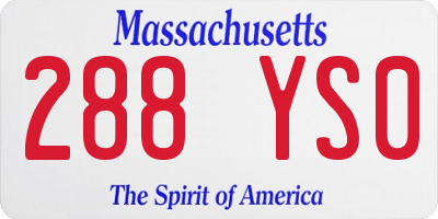 MA license plate 288YS0