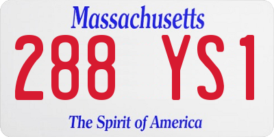 MA license plate 288YS1