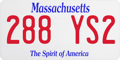 MA license plate 288YS2