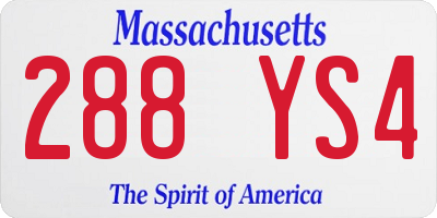 MA license plate 288YS4