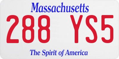 MA license plate 288YS5