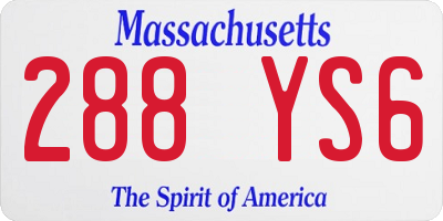 MA license plate 288YS6