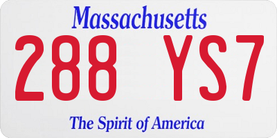 MA license plate 288YS7