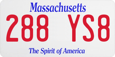MA license plate 288YS8