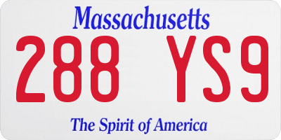 MA license plate 288YS9