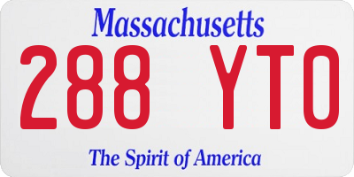 MA license plate 288YT0