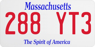 MA license plate 288YT3