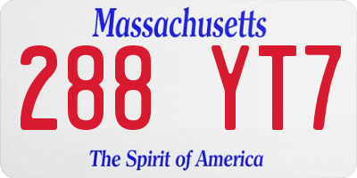 MA license plate 288YT7