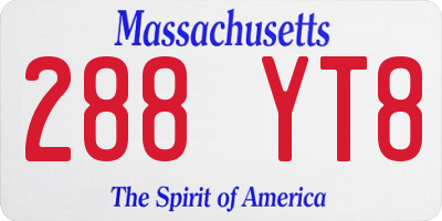MA license plate 288YT8