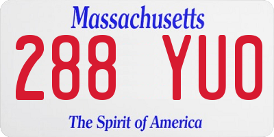 MA license plate 288YU0