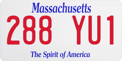 MA license plate 288YU1
