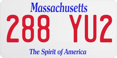MA license plate 288YU2