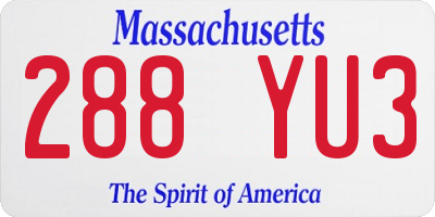 MA license plate 288YU3