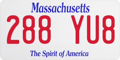 MA license plate 288YU8
