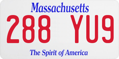 MA license plate 288YU9