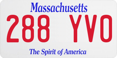 MA license plate 288YV0