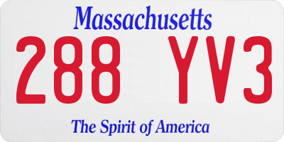 MA license plate 288YV3