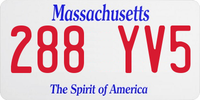 MA license plate 288YV5