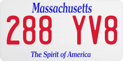 MA license plate 288YV8