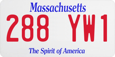 MA license plate 288YW1