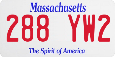 MA license plate 288YW2