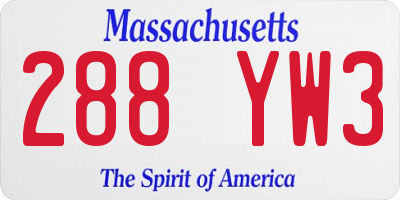 MA license plate 288YW3