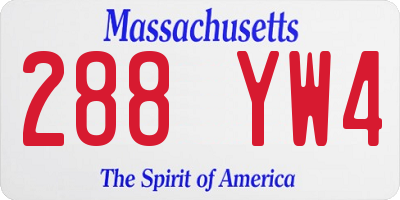 MA license plate 288YW4