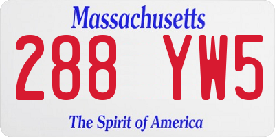 MA license plate 288YW5