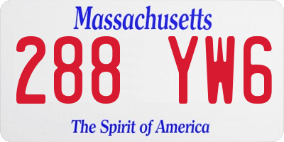 MA license plate 288YW6