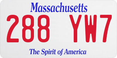 MA license plate 288YW7