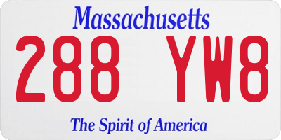 MA license plate 288YW8