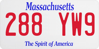 MA license plate 288YW9