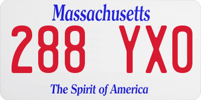 MA license plate 288YX0