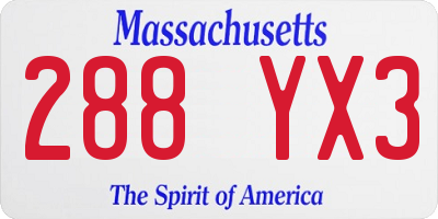 MA license plate 288YX3
