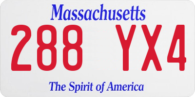 MA license plate 288YX4